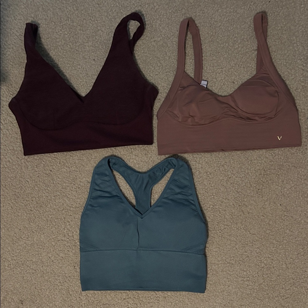 PINK Victoria's Secret Burgundy, Tan, and Teal Bras